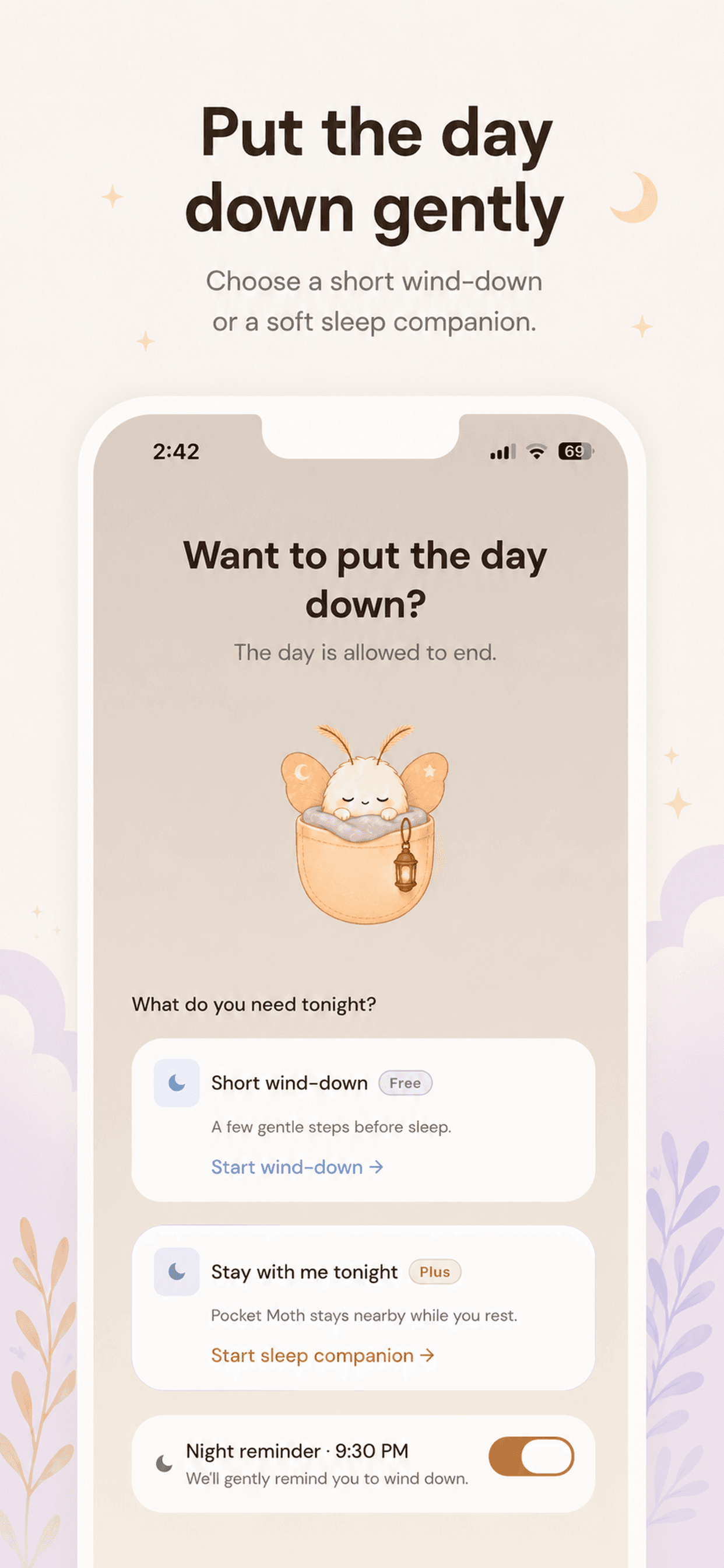 Put the day down gently — Night wind-down preview