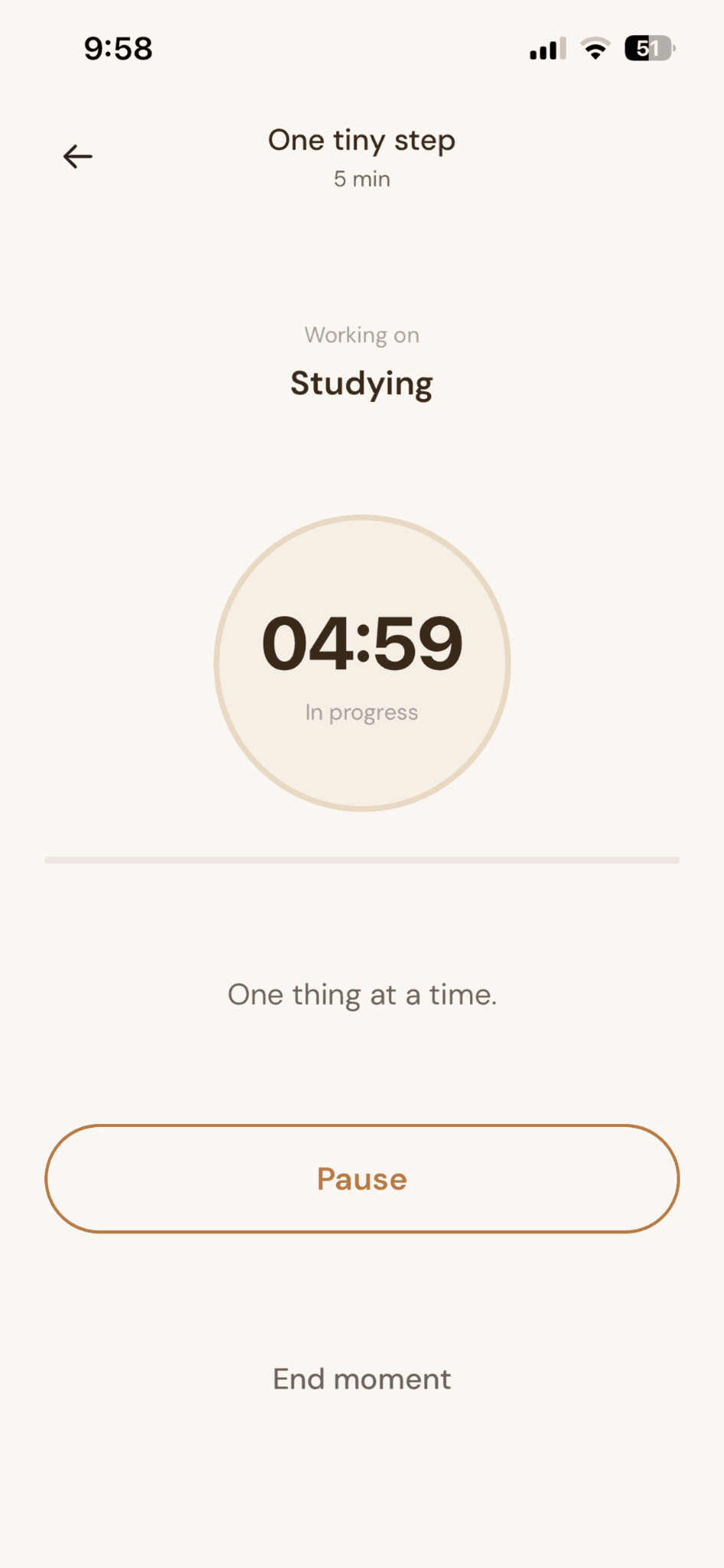 One Tiny Step active timer